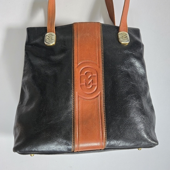 Marino Orlandi italien leather shoulder tote bag purse black and brown - Picture 2 of 16